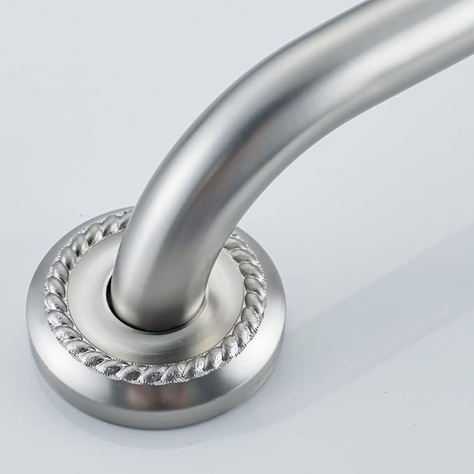 Anti Slip Shower Grab Bar, 16-Inch Toilet Textured Sturdy Hand Rail, Stylish Bathroom Armrest, Brushed Nickel Finish, Multi Function Assist Handle