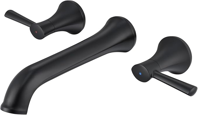 Wall Mount Tub Filler Brass Tub Faucet Black Bathroom Bathtub Faucets with 2 Handles