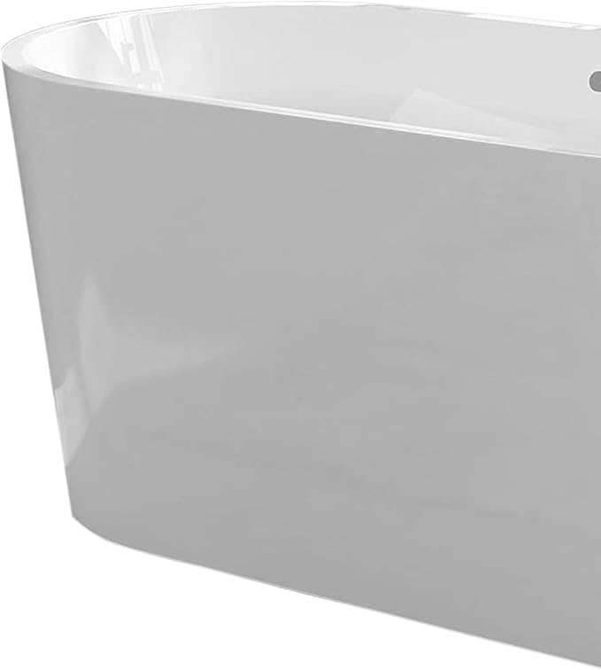 FerdY Shangri-La 55" Acrylic Freestanding Bathtub, Classic Oval Shape Soaking Bathtub with Toe-Tap Chrome Drain and Classic Slotted Overflow Included, Modern White, cUPC Certified