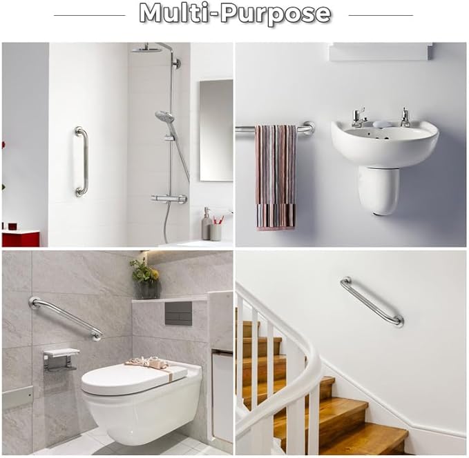 Grab Bars for Shower, 1 Pack 16-Inch Anti Slip Shower Handles for Elderly, Safety Shower Grab Bar, Stainless Steel Handicap Grab Bars for Bathroom,Toilet (Brushed Nickel, 1" Diameter)