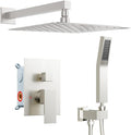 Shower Faucet Set Brushed Nickel Shower System, Starbath 8 inch Rain Shower Head and Handheld Spray Shower Set Complete Wall Mounted,2 Way Pressure Balance Shower Valve and Trim Kit Included
