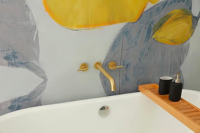 Wall Mount Tub Filler,Two Handle Bathtub Wall Faucet,Extra Long Spout Reach with High Water Flow,Brass Rough in Valve Included,Gold Brushed