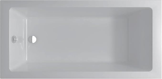 Fine Fixtures Drop In White Soaking Bathtub, Fiberglass Acrylic Material, 60"L x 30"W x 19"H