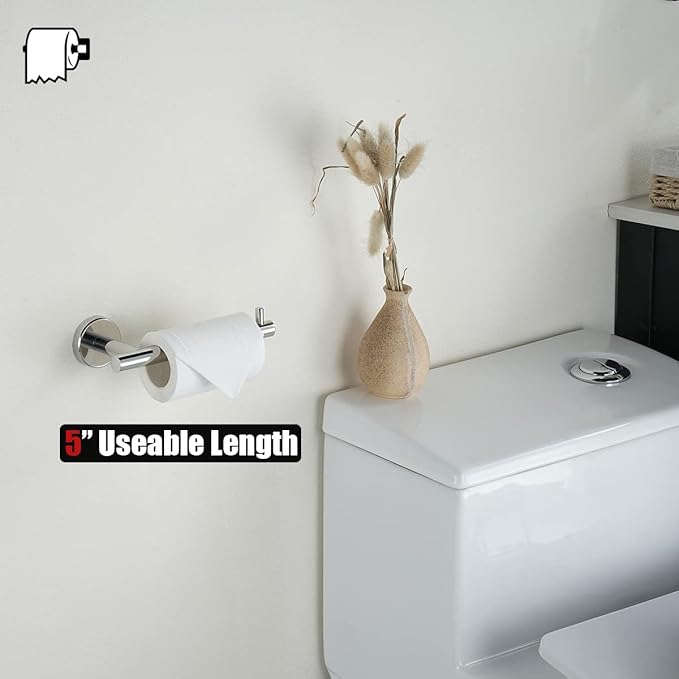 JQK Bathroom Hardware Towel Bar Set, 5-Piece Bath Accessories Set Polished Chrome Wall Mount Includes 24 in Towel Bar, 9 in HT Bar, TP Holder, Towel Hook x 2, BAS105-CH