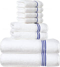 8-Piece Premium Towel Set, 2 Bath Towels, 2 Hand Towels, and 4 Wash Cloths, 100% Ring Spun Cotton Highly Absorbent Towels for Bathroom, Gym, Hotel, and Spa