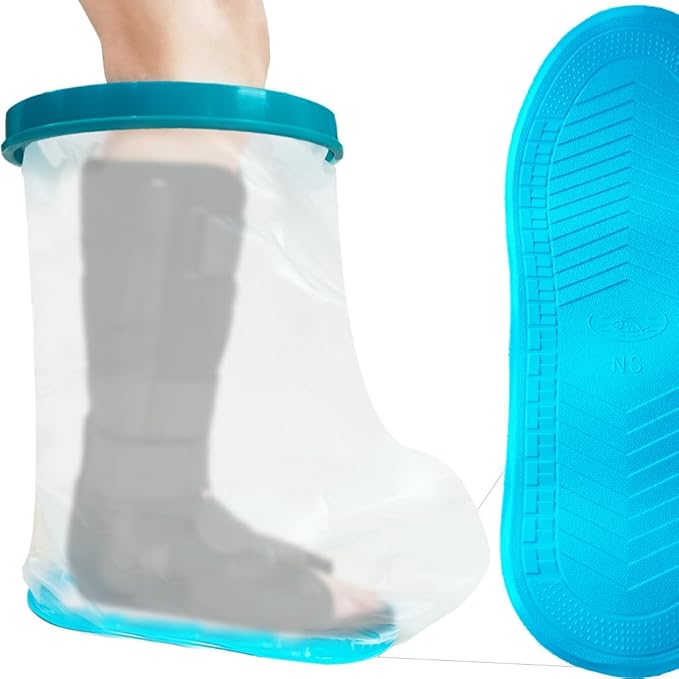 Non-Slip Extra Wide Waterproof Leg Cast Cover for Showering, Reusable Adult Extra-Large Size Half Leg Cast Protector, Cast Bag for Shower, Cast Cover for Showering Foot