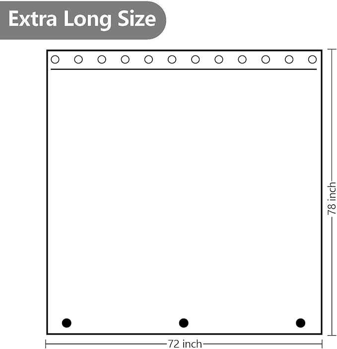 Waterproof Fabric Long Shower Curtain Liner with 3 Extra-Large Magnets, 72 x 78 inch Extra Long Cream Cloth Shower Liner Machine Washable, Hotel Quality Lightweight Shower Curtain for Bathroom