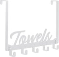 Over The Door Hooks, Towel Rack for Bathroom & Bedroom, Heavy Duty Over Door Towel Hanger with 5 Coat Hooks, White