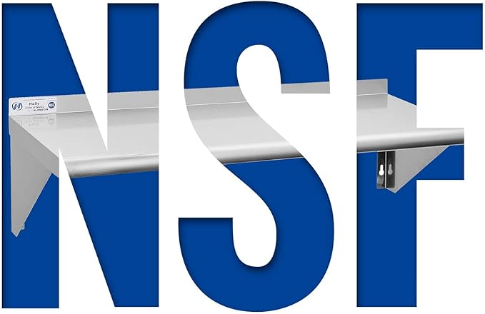 Hally Stainless Steel Shelf 12 x 36 Inches 250 lb, NSF Commercial Wall Mount Floating Shelving for Restaurant, Kitchen, Home and Hotel