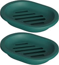 Topsky 2 Pcs Soap Dish for Shower, Double Layer Draining Soap Savers with Drip Tray - Dark Green