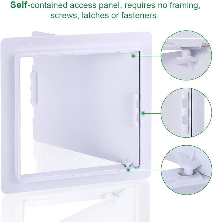 Plumbing Access Panel for Drywall 6 x 6 Inch Plastic Access Door Removable Wall Access Panel Ceiling Reinforced Hinged Durable White