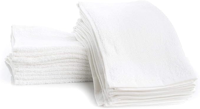 Simpli-Magic 79078 Cotton Washcloths, Pack of 24, 12” x 12”, White