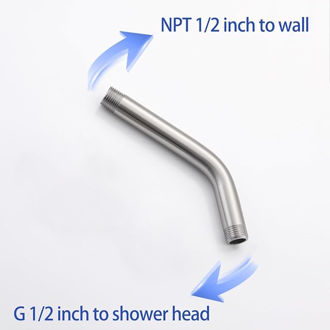 Wall Mounted Shower Arm Extension Head Holder Stainless Stee for Elbow Bathroom Accessories Pipe Bath Tube Brushed Nickel,SW-RD91018-6BN.