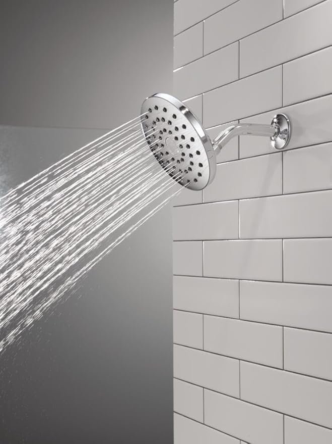 Delta PivotPro Chrome Rain Showerhead, Single Setting 7 Inch Round Shower Head, Showerheads, 1.75 GPM Flow Rate, Chrome 75104