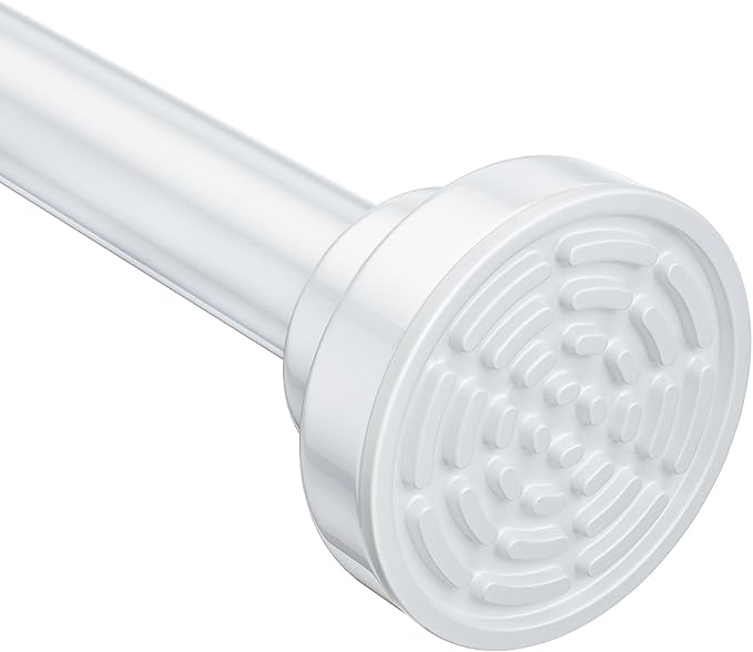 Ausemku Shower Curtain Rod Tension - 26-76 Inch Never Rust Non-Slip Spring Tension Curtain Rod No Drilling Stainless Steel Curtain Rod Use Bathroom Kitchen（White）