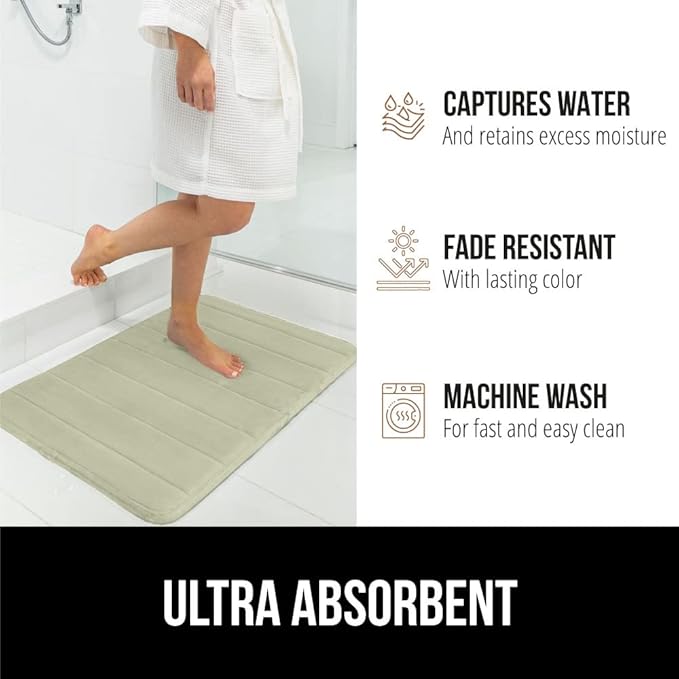 GORILLA GRIP Memory Foam Bath Mat, Soft Absorbent US Designed Bathroom Rug, Gripping Dots Machine Washable Bathmat, Cushioned Floor Mats, Shower Sink Rugs Room Décor Accessories, 30x20 Sage