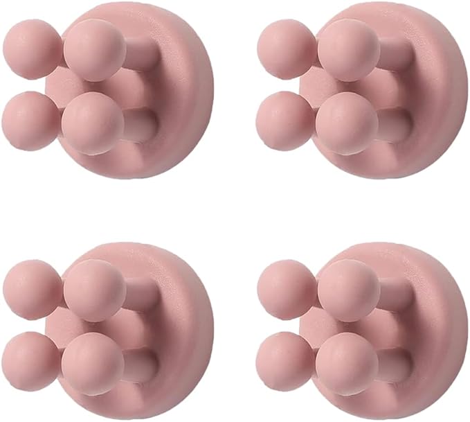 Silicone Toothbrush Holders for Bathrooms - 4 Pcs Pink, Wall Mounted Shower Razor Holder
