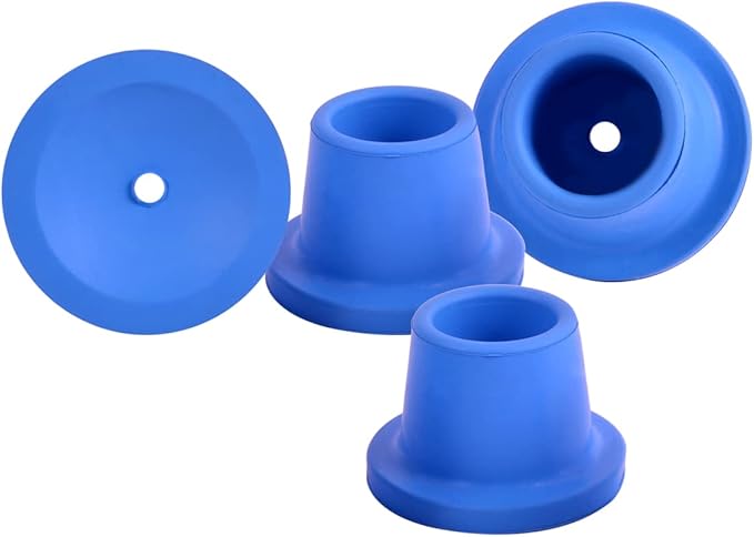 Replacement Feet for Shower Chair Bath Seat, Shower stools and Transfer Bench, Non-Skid Shower Bench and Tub Transfer Benches Rubber Suction Cup Feet, Metal Insert Reinforced (1" I.D, Blue)