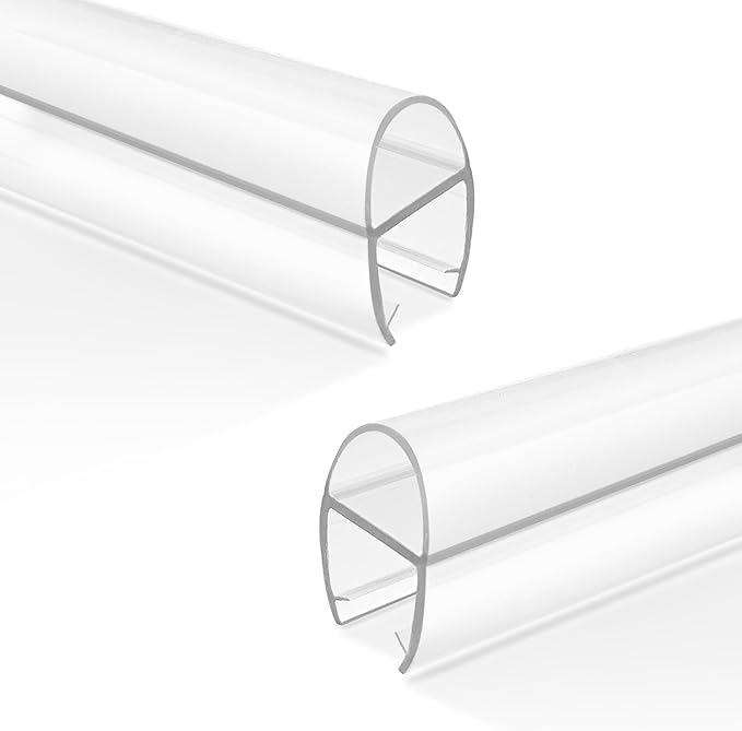 Bathroom Shower Door Seal Strip, 2PCS 78 Inch Shower Door Bottom&Side Seal Strips, U-Type PVC Transparent Shower Door Seal Strip for 3/8"(10MM) Frameless Shower Door