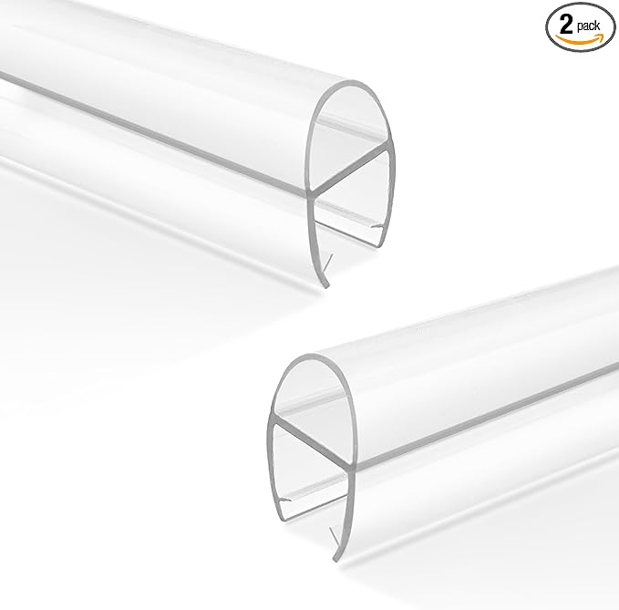Bathroom Shower Door Seal Strip, 2PCS 78 Inch Shower Door Bottom&Side Seal Strips, U-Type PVC Transparent Shower Door Seal Strip for 1/4"(6MM) Frameless Shower Door