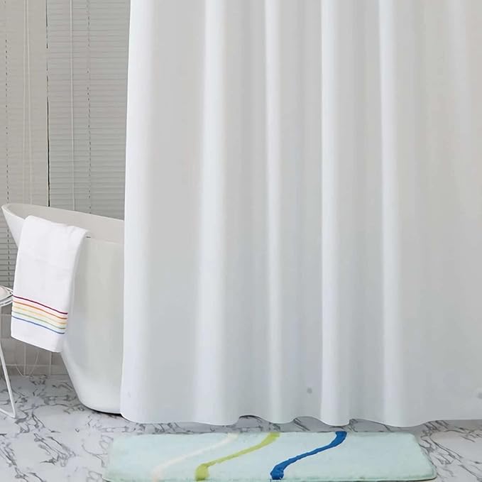 White Extra Wide Shower Curtain Liner 72 x 84 inch Plastic Shower Liner Washable Inside Shower Curtain Liner PEVA Shower Curtains for Bathroom with Magnets and Rustproof Metal Grommet Holes