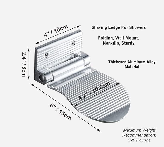 Shower Foot Rest, Modern Folding Foot Rest for Shower, Wall Mounted Metal Shower Foot Rest for Shaving Legs Aid Shower Step for Home Hotel Bathroom Use - YL00029 (Silver)