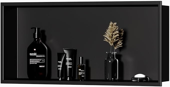 Neodrain 30X12Inch Shower Niche, Matte Black Wall Cubby Stainless Steel Wall Shelf NO Tile Needed Recessed Niche Shower for Bathroom Storage
