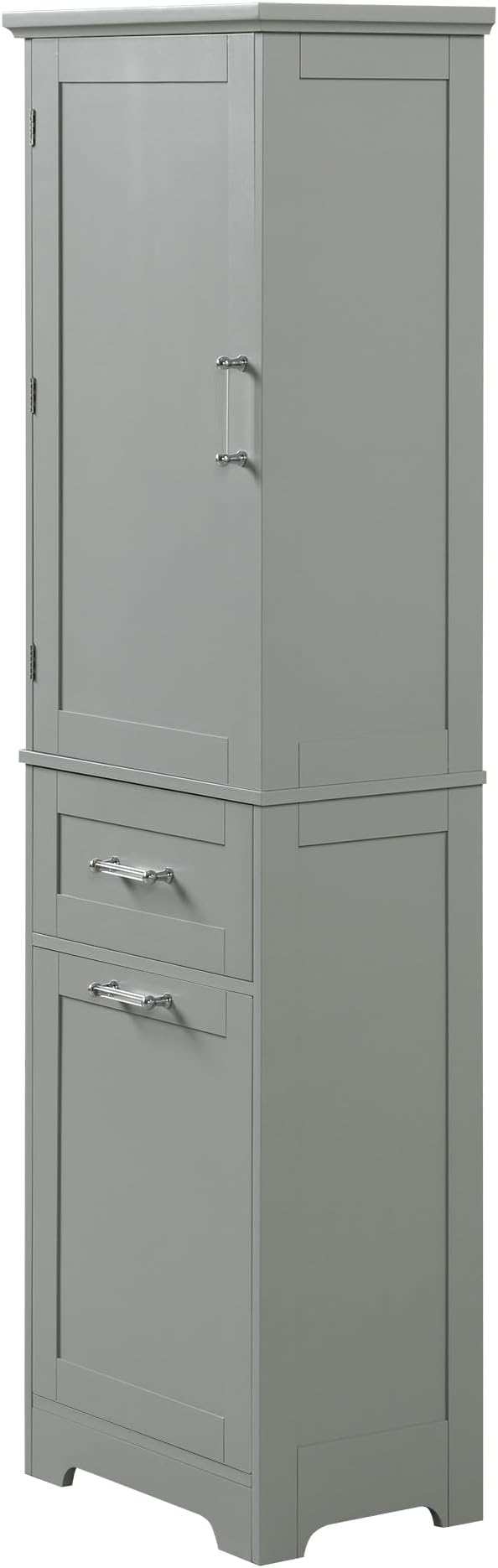 Favfurish 68" Tall Bathroom Storage Cabinet with Door and 2 Drawer,Modern Linen Cabinets w/Adjustable Shelf & Magnetic Door Stopper,Freestanding Organizer for Bath Room,Study,Office,Kitchen Grey