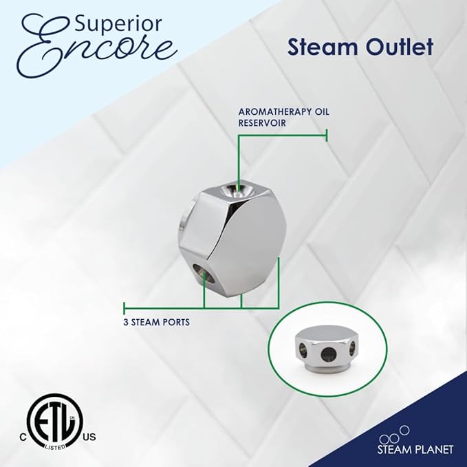 Superior Encore Plus 24kW Steam Shower Generator Kit with Horizontal Black Keypad, Drip Pans & White Lights | Bluetooth Audio|Self-Draining Steam Bath Generator|One-click Connection Cord|