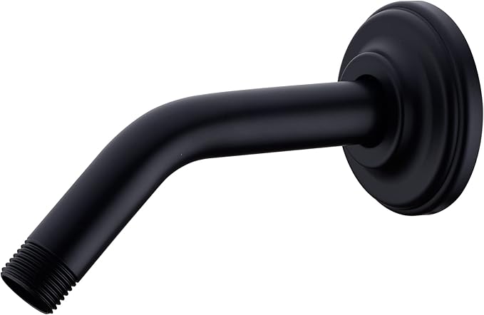 6 Inch Angled Shower Arm with Flange Stainless Steel Wall Mounted Extension Arm for Top Shower Head,Matte Black