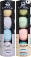 Pacha Soap Co. Bath Bombs - Moisturizing and Relaxing Aromatherapy Bath Bomb Set with Jasmine, Lavender, Sage, Peppermint, Dye Free Fizzy Bath Bombs for Adults, Made in The USA, 2-Pack (8 Pcs)