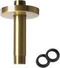 4 Inch Shower Arm with Flange, Ceiling Mounted Shower Head Extension Arm, 1/2 NPT Straight Arm for Rain Shower Head, Stainless Steel Shower Head Extension Replacement Pipe Arm, Brusheed Gold
