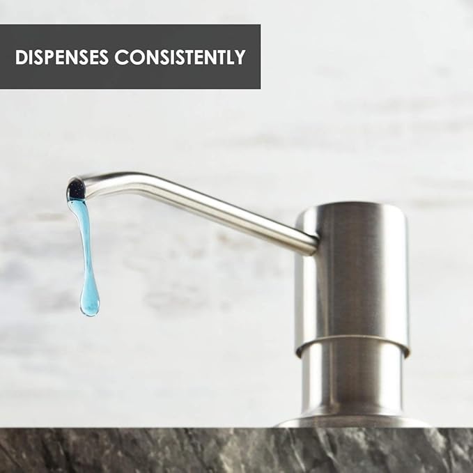 Soap Dispenser for Kitchen Sink (Brushed Nickel), Fit 1-to-1.25-inch Hole, Built in Soap Dispenser, Stainless Steel Pump Replacement