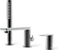 Modern Chrome Roman Tub Faucet with 360° Rotated Spout, Deck Mount Bathtub Faucet with Hand Shower, Widespread 3 Holes Bath Tub Filler Faucet Rough In Valve Included (Chrome)