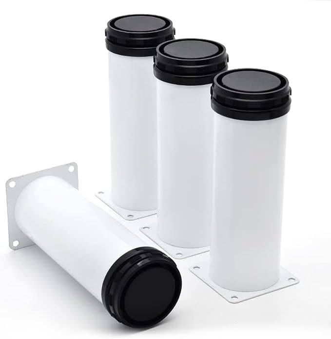 6 Inch Metal Furniture Legs Stainless Steel Adjustable Legs White Metal Legs Round Cabinet Legs for Coffee Table Cabinet Desk Sofa Shelves, Pack of 4