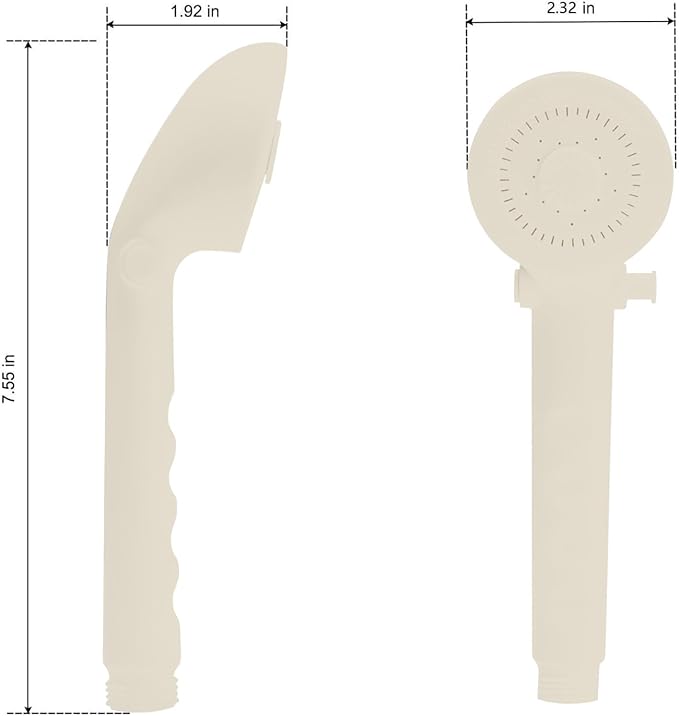 RV Shower Replacement Shower Head with Hose & Guide Ring & Shower Holder Non-Metallic Hand-Held Shower Set White/Black (Parchment Showers)