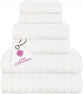 CASA COPENHAGEN Ecstatic Designed in Denmark 600 GSM Hotel & Spa, Kitchen & Bath Set of 6 Egyptian Cotton Towels - 2 Bath Towels, 2 Hand Towels, 2 Washcloths - White