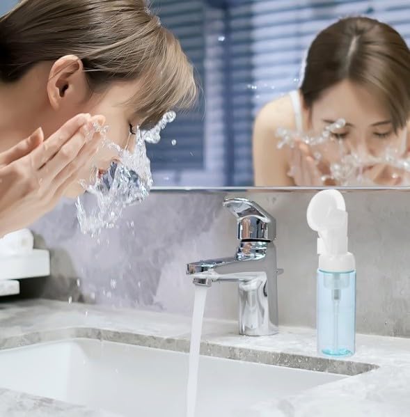 1Pc Transparent 200ml Empty Plastic Foam Dispenser Bottle Refillable Foaming Bottles Soap Dispenser Pump Bottles with Gel Head Wash Brush for Cleaning Travel,Pump Dispensers,Refillable Containers