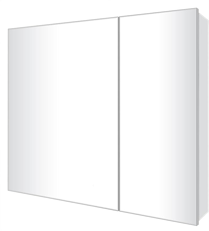 Aluminum Bathroom Medicine Cabinet with Mirror Door, 30"×26" Wall-mountable and Recessed-in Mirror Cabine, Bathroom Mirror Cabinet, 2 Doors Medicine Cabinet Organizer