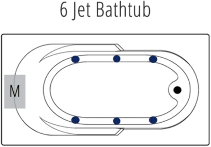 Carver Tubs - AR6032 - Modern Acrylic Fiberglass Whirlpool Tub Water Massage Bathtub, With 6 Adjustable Jets - White Acrylic Rectangle Chrome End Drain - Deep Relaxing Soak - 60"L x 32"W x 18"H