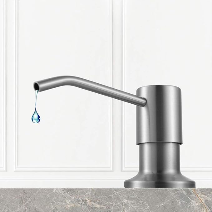 Soap Dispenser for Kitchen Sink, Built in Sink Soap Dispenser Lotion Dispenser with 17 Ounce Bottle, Stainless Steel Sink soap Dispenser, Brushed Nickel