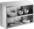 48" Stainless Steel Open Wall Cabinet, Type 304, 18 Gauge, Wall Mounted, 48x15x32 Inches