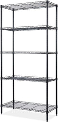 BNSPLY 5 Tier Wire Shelving Unit, Height Adjustable Wire Shelves, Metal Storage Rack Organizer for Laundry, Kitchen, Bathroom, Pantry, Closet (12.6" D x 23.6" W x 59" H, Black)