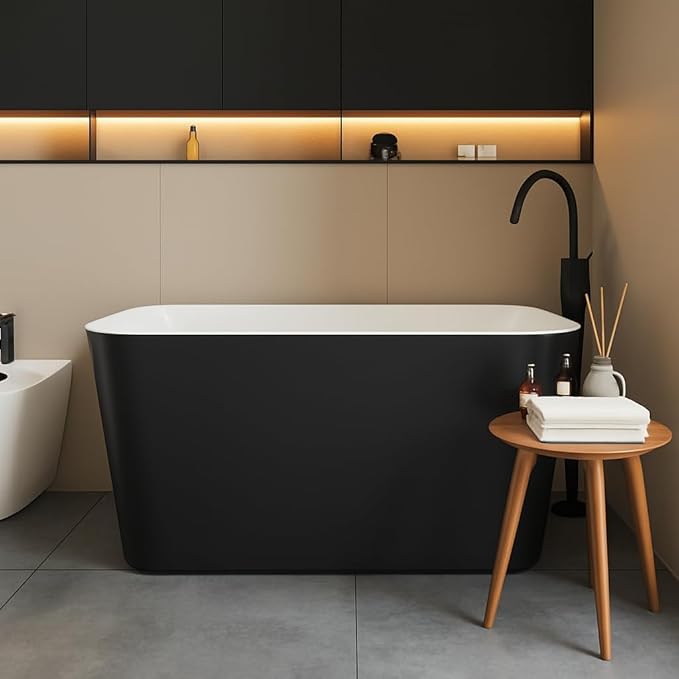 Freestanding Bathtub Acrylic Oval Soaking Tub, Modern Stand Alone Bath with Chrome Drain and Overflow, Comfortable Deep Soak Tub for Master or Guest Bathroom, 67inch