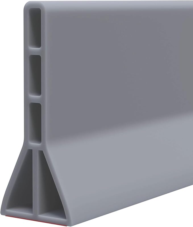 Raycity 3" High Shower Threshold Water Dam 74 IN Collapsible Shower Water Splash Guard for Curbless Shower Threshold Barrier Water Stopper for Wet and Dry Separation Bathroom and Kitchen (Grey)