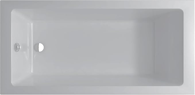 Fine Fixtures Drop In White Soaking Bathtub, Fiberglass Acrylic Material, 66"L x 32"W x 19"H