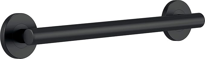 Delta Contemporary (1-Pack) 18' Shower Grab Bar ADA Compliant Matte Black 450 lb Capacity Bathroom Safety Handle for Shower, Bathtub | Wall Mounted Balance Assist, Handicap Grip 41818-BL