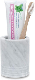 Natural Marble SPA Collection Tumbler Toothbrush Holder Makeup Brush Holder Bathroom Countertop Organizer