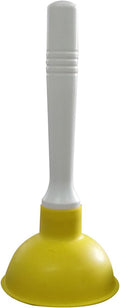 Coralpearl Drain Plunger, Small Hand Force Plumber Helper, Little 4 inch Cup Clog Remover, Tiny Rubber Unclogger in 9" Short Handle for Kitchen Sink, Bathroom Toilet, Shower Bath Tub (Yellow)