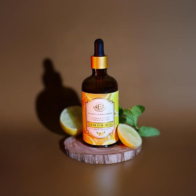 Luxurious Lemon Essential Oil by Enhanced Essentials| Organic & Pure| for Home Cleaning & Fragrance,Diffusers,Skin & Hair Care,Aromatherapy,Soap & Candle Making|with Glass Dropper|3.38 fl oz (100 ml)